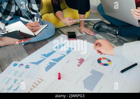 sale analysis millennial productive collaboration Stock Photo