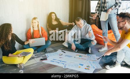 business team meeting strategy millennials diverse Stock Photo