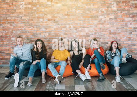 millennials hang out resting lounge zone fun Stock Photo