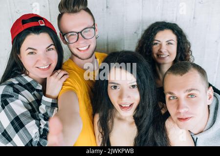 youth team unity leisure lifestyle group selfie Stock Photo