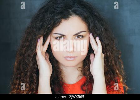 stressed exhausted emotional lady portrait Stock Photo