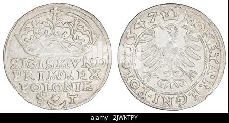 groschen. Zygmunt I Stary (król polski ; 1506-1548) Stock Photo