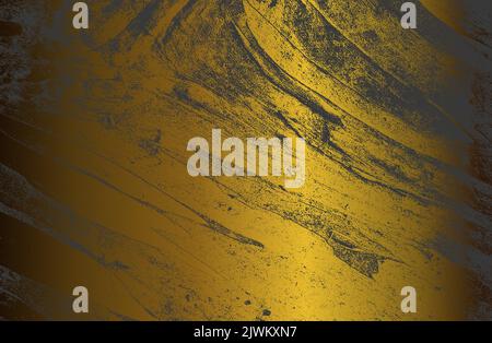 Luxury black golden metal gradient background with distressed wooden parquet texture. Vector illustration Stock Vector