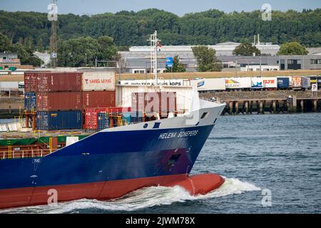 Shipping traffic on the Maas, height Hoek van Holland, freighter Helena Schepers, Stock Photo