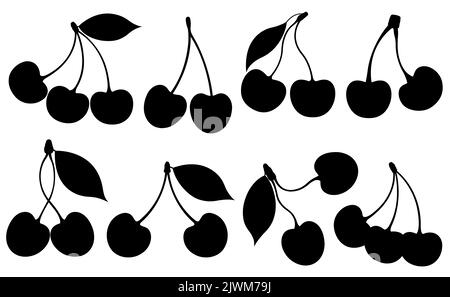 Collection of different cherries isolated on white Stock Photo