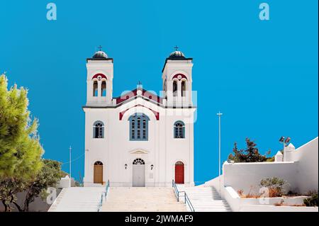 Church of Assumption of the Virgin Mary of Naoussa village on Paros island in Greece Stock Photo