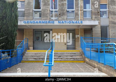 ARLES, FRANCE - OCTOBER 1, 2021: Gendarmerie Nationale police station in Arles, France. Arles is a major town in Bouches-du-Rhone department. Stock Photo