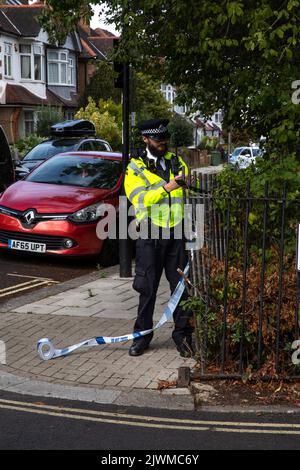 London, UK. 6th September, London, UK. Pollice crime scene following ...