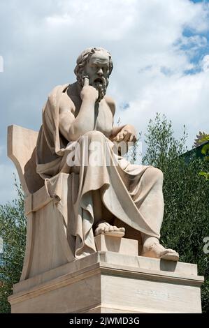 Socrates sculpture near the Academy of Athens in Greece Stock Photo