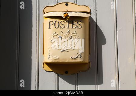 Vintage style metal post box in Arles, France Stock Photo