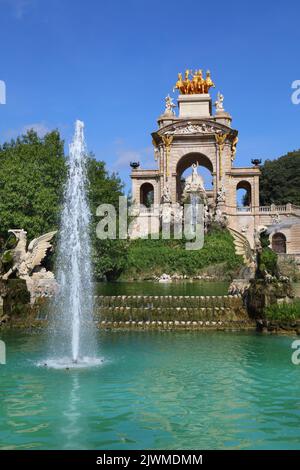 Cascada fountain in Ciutadella Park in Barcelona, Spain. The public park landmark was opened in 1881. Stock Photo
