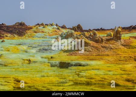Dallol colorful volcanic landscape in the Danakil depression, Ethiopia. Stock Photo