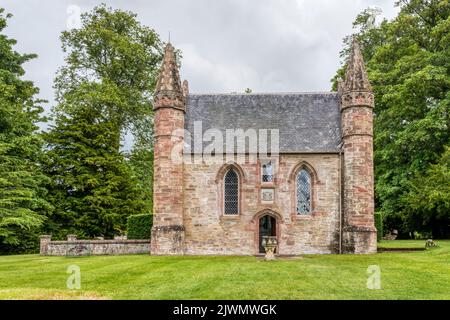 Chapel in the grounds of Scone Palace, where Kings of Scotland were crowned until 1296. Stock Photo