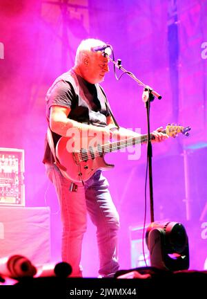 Vicenza, VI, Italy - September 4, 2022: Live Concert of an Italian band called NOMADI and guitarist CICO FALZONE Stock Photo