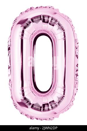 Letter O in pink mylar balloon isolated on white Stock Photo