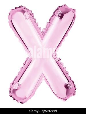 Letter X in pink mylar balloon isolated on white Stock Photo