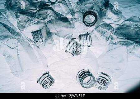 plastic pollution waste reduction bottles floating Stock Photo