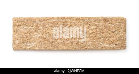 Top view of single rye crispbread isolated on white Stock Photo