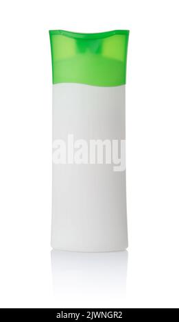 Front view of white blank plastic shampoo bottle isolated on white Stock Photo