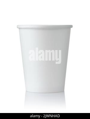 Front view of white blank disposable paper cup isolated on white Stock Photo