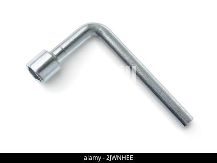 Top view of L-shaped angled socket wrench isolated on white Stock Photo
