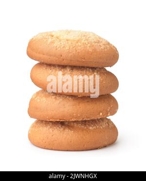 Stack of round cheese cookies isolated on white Stock Photo