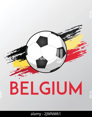 Belgium flag with Brush Effect for Soccer Theme Stock Vector