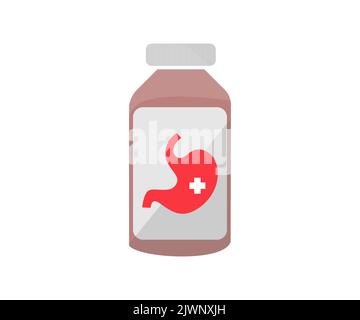 Stomach gastritis medicine, medical treatment concept, help therapy logo design. Digestive system cancer, abdomed pain analysis. Gastrointestinal. Stock Vector