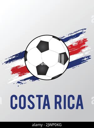 Costa Rica flag with Brush Effect for Soccer Theme Stock Vector