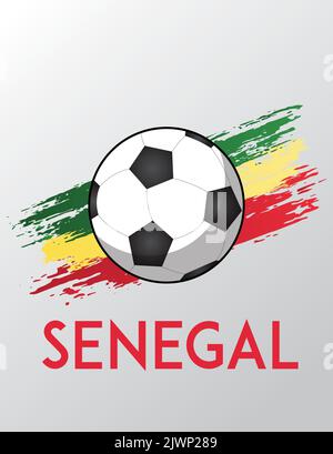 Senegal flag with Brush Effect for Soccer Theme Stock Vector