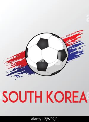 South Korea flag with Brush Effect for Soccer Theme Stock Vector