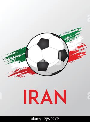 Iran flag with Brush Effect for Soccer Theme Stock Vector