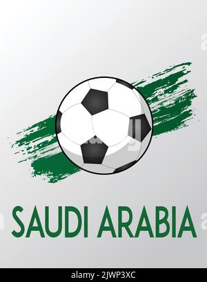 Saudi Arabia flag with Brush Effect for Soccer Theme Stock Vector