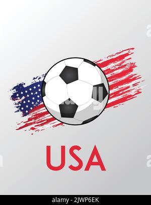 USA flag with Brush Efect for Soccer Theme Stock Vector