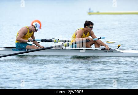 James Marburg and Brodie Buckland of Australia compete in the