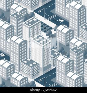 Night background isometric smart blue 3D illustration. Stock Vector