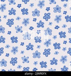 Vector seamless pattern with decorative flowers. Cute design with hand drawn flowers. Stock Vector