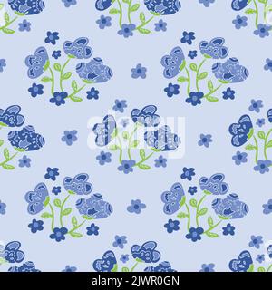 Vector seamless pattern with bouquets of flowers. Fancy design with decorative flowers. Stock Vector