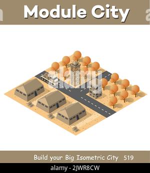 Module base camp object element for building design army armed Stock Vector