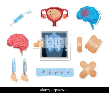 Cartoon illustrative set on a medical theme Stock Vector