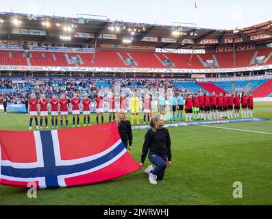 Oslo, Norway. 06th Sep, 2022. Oslo, Norway, September 6th 2022: Line-up before the World Cup Qualification game between Norway and Albania at Ullevaal Stadium in Oslo, Norway (Ane Frosaker/SPP) Credit: SPP Sport Press Photo. /Alamy Live News Stock Photo