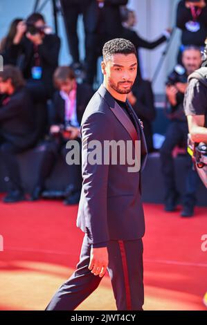 Jean-Rege Page attends 'The Banshees Of Inisherin' red carpet at the 79th Venice International Film Festival on September 05, 2022 in Venice, Italy. Stock Photo