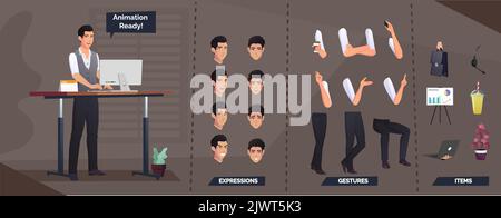 Office Worker Character Creation Kit Stock Vector