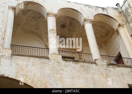 Casarano, Italy. Loggia overlooking the courtyard of Palazzo D'Aquino. Stock Photo