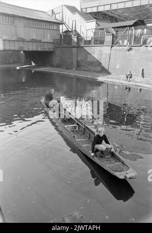 London, England, circa 1967. Three boys of The Pirate Club aboard a ...