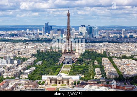 Paris Eiffel tower travel traveling landmark from above top view in France Stock Photo