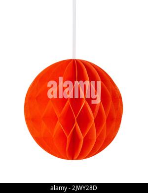 red tissue paper pompom decor isolated on white background Stock Photo