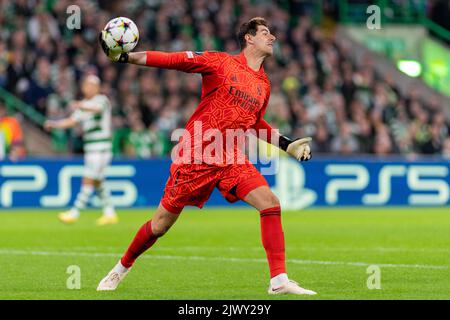 Glasgow, Escocia. 06th Sep, 2022. Courtois of Madrid during the UEFA Champions League football match between Celtic and Real Madrid at Celtic Park, Parkhead in Glasgow, Scotland Credit: SPP Sport Press Photo. /Alamy Live News Stock Photo