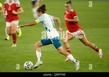 Cardiff, UK. 6th Sep, 2022. Mateja Zver of Slovenia during the Wales v Slovenia Women's World Cup Qualification match. Credit: Gruffydd Thomas/Alamy Live News Stock Photo