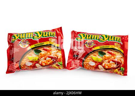 WETZLAR, GERMANY 2022-07-25: Shrimp Yum Yum Asia Instant Noodles. Stock Photo